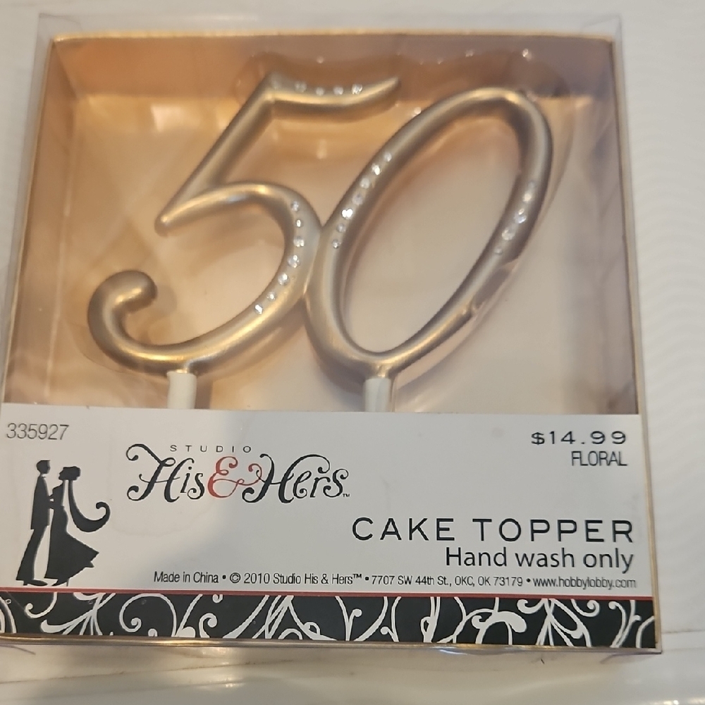 Gold 50th Cake Topper